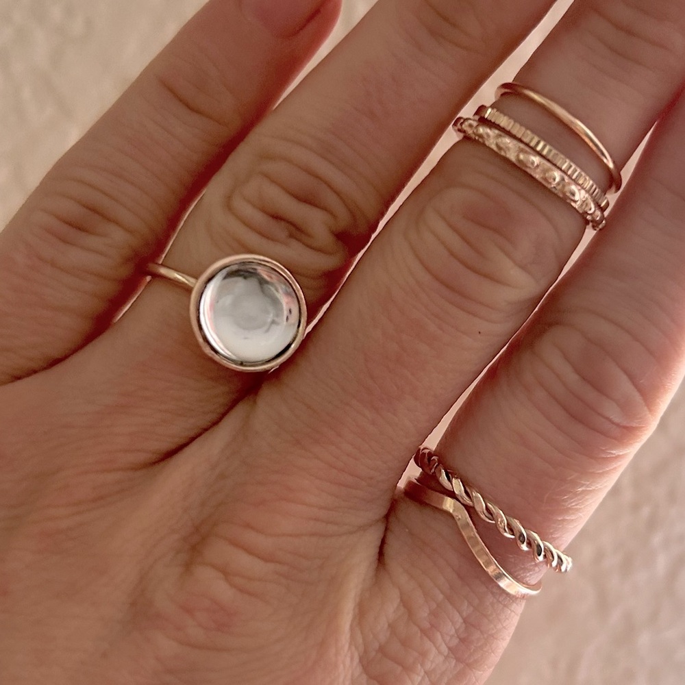 Six Piece Gold Stacking Crystal Ball Ring Set 🔮
